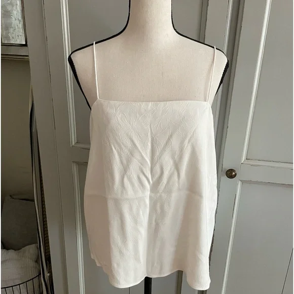 Theory White Tonal Embroidery Tank - Picture 2 of 6